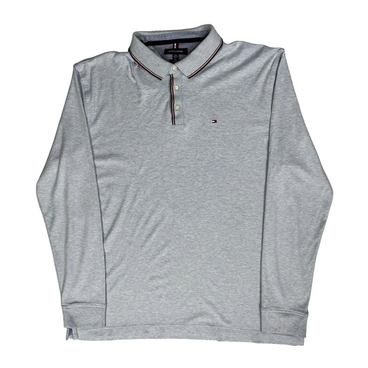 Tommy Hilfiger Slim Fit Long Sleeve Polo Shirt - 2XL Blue Cotton