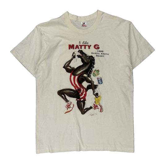 Santa Anita Derby Fruit Of The Loom Single Stitch T-Shirt - XL Cream Cotton