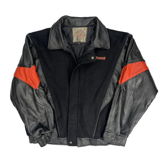 Vintage Saxon Varsity Jacket - XL Black Leather