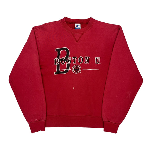 Boston U. Champion College Sweatshirt - Large Red Cotton