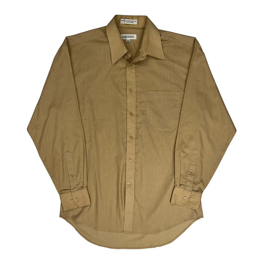 Vintage Balmain Shirt - Medium Beige Polyester Blend
