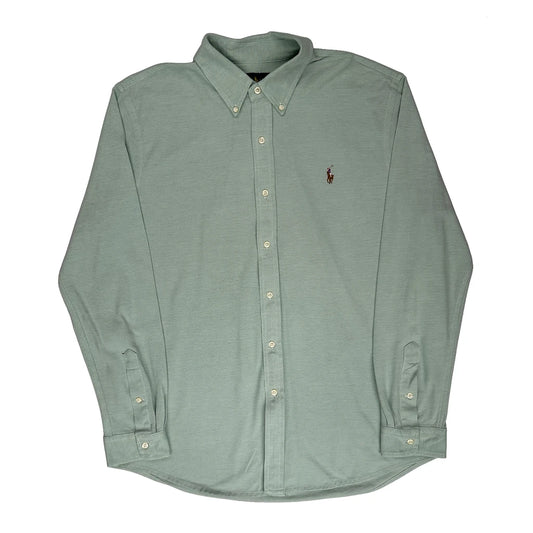 Knit Oxford Ralph Lauren Shirt - XL Green Cotton