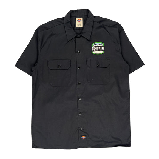Dickies Short Sleeve Shirt - Large Black Polyester Blend