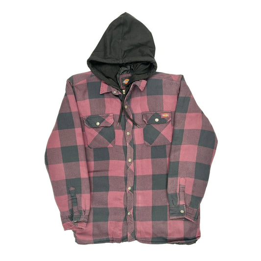 Vintage Dickies Checked Shirt Jacket - Large Grey Cotton