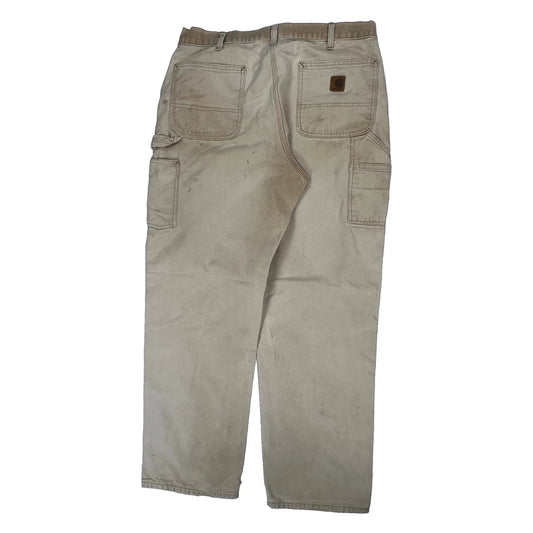 Carhartt Carpenter Trousers - 34W 32L Beige Cotton