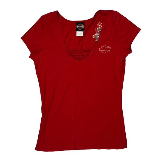 Vintage Daytona Harley Davidson Graphic T-Shirt - XL Red Cotton