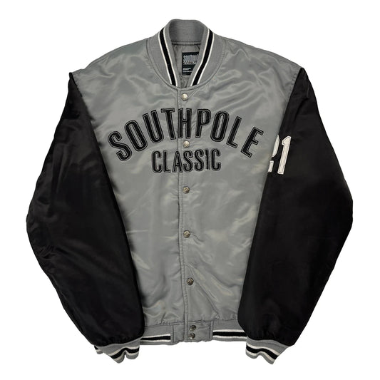 Vintage Classic Southpole Varsity Jacket - Medium Grey Polyester