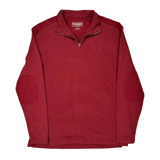 Wrangler 1/4 Zip - Large Burgundy Cotton Blend