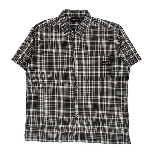 Dickies Checked Short Sleeve Shirt - XL Black Cotton Blend