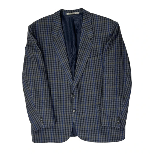Angelo Litrico Checked Blazer - Large Grey Wool Blend