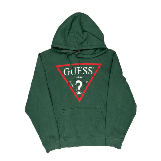 Vintage Guess Hoodie - Large Green Cotton