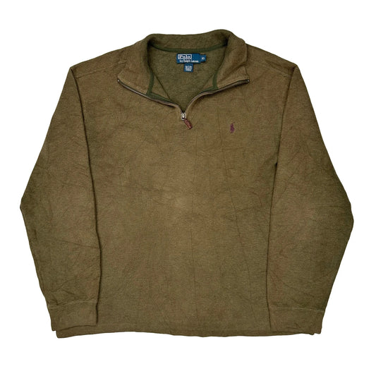 Polo By Ralph Lauren 1/4 Zip - XL Khaki Cotton