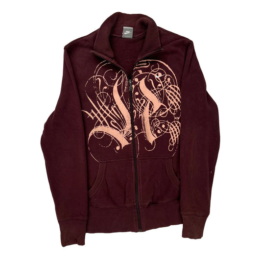 Nike Zip Up - XL Burgundy Cotton Blend
