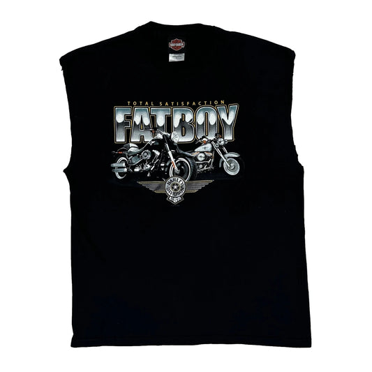 Fatboy Harley Davidson Graphic T-Shirt - Large Black Cotton