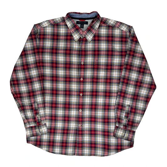 Tommy Hilfiger Checked Flannel Shirt - XL Red Cotton