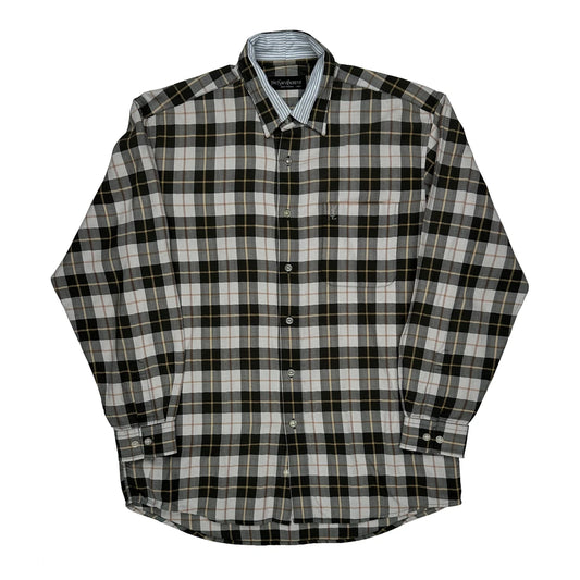 Vintage Yves Saint Laurent Checked Shirt - Large Black Cotton