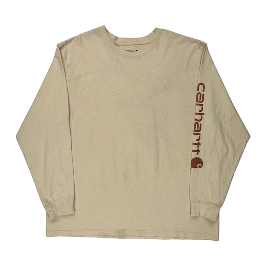 Carhartt Long Sleeve T-Shirt - 2XL Beige Cotton