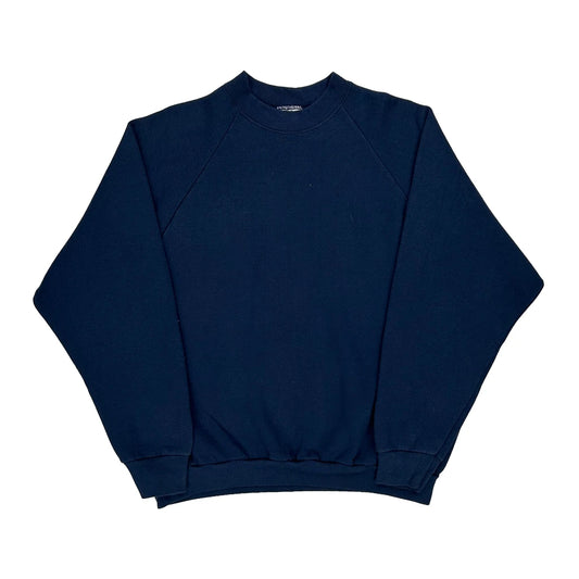 90S Blank Fruit Of The Loom Sweatshirt - XL Navy Cotton Blend
