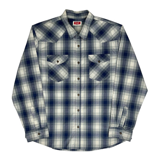 Wrangler Checked Flannel Shirt - XL Blue Cotton