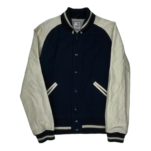 Jc Penny Varsity Jacket - Medium Navy Cotton Blend
