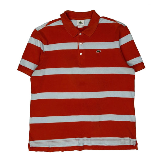 Lacoste Striped Polo Shirt - 2XL Orange Cotton