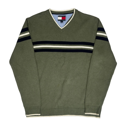 Tommy Hilfiger Striped Jumper - Medium Green Knitted