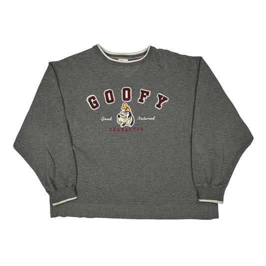 Goofy Character Disney Cartoon Sweatshirt - Large Grey Cotton