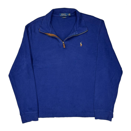Polo By Ralph Lauren 1/4 Zip - Large Blue Cotton