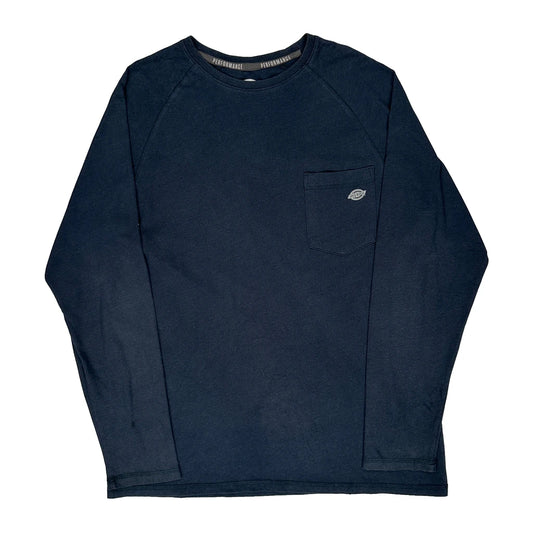 Vintage Dickies Long Sleeve T-Shirt - Large Navy Cotton Blend