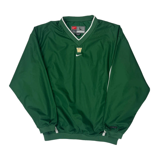 Nike V-Neck Windbreaker - Large Green Polyester