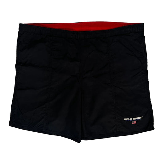 Vintage American Flag Logo Polo Sport Shorts - Largew 8L Black Nylon