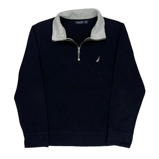 Nautica Collared 1/4 Zip - Large Black Cotton