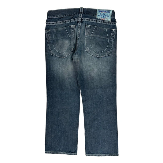 True Religion Contrast Stitch Jeans - 35W 27L Dark Wash Denim