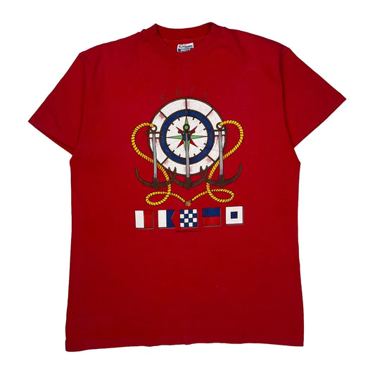 Nautical Theme Hanes Single Stitch T-Shirt - XL Red Cotton