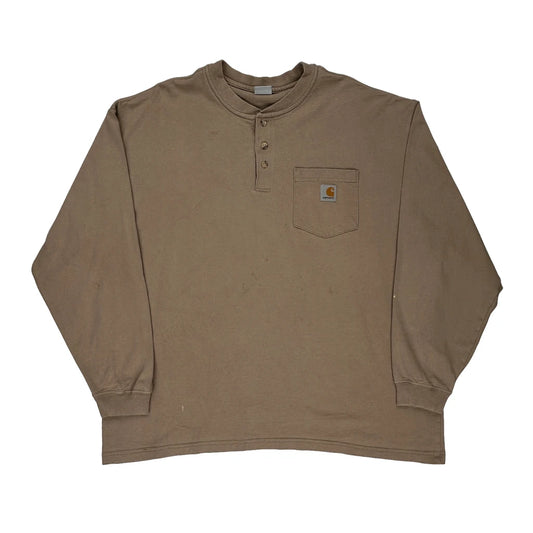 Carhartt Long Sleeve T-Shirt - XL Brown Cotton
