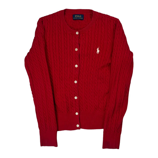 Vintage Polo By Ralph Lauren Cardigan - XS Red Cotton