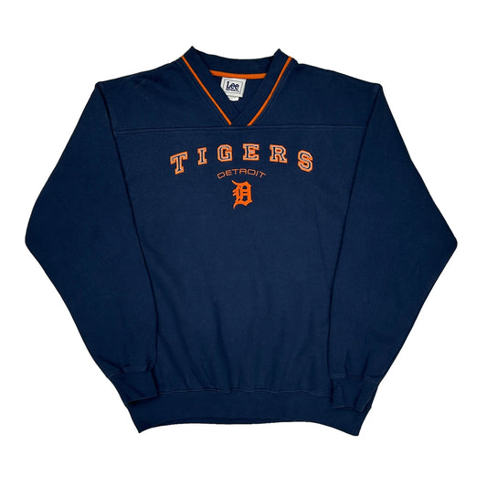 Vintage Detroit Tigers Lee Sport College Sweatshirt - Medium Navy Cotton