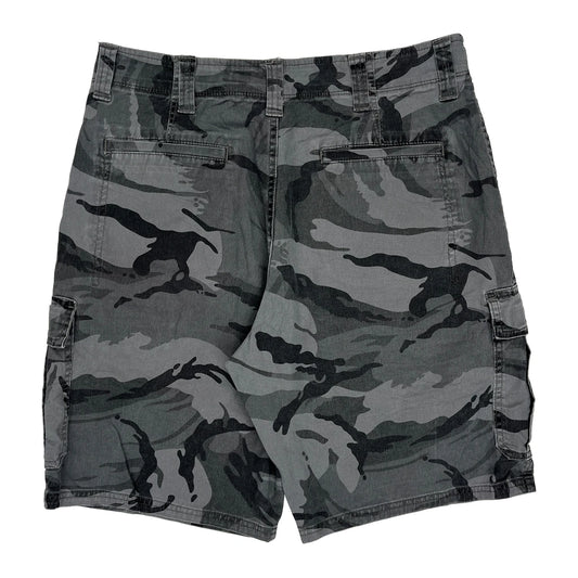 Vintage Wrangler Camo Cargo Shorts - 34W 11L Grey Cotton