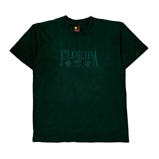 Florida All American Star Single Stitch T-Shirt - Large Green Cotton