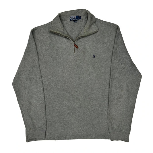Polo By Ralph Lauren 1/4 Zip - Large Grey Cotton