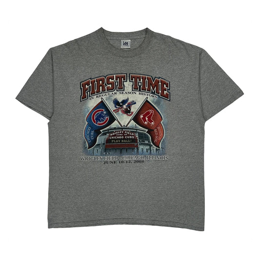 Chicago Cubs Vs Boston Red Sox Lee Sport Graphic T-Shirt - XL Grey Cotton
