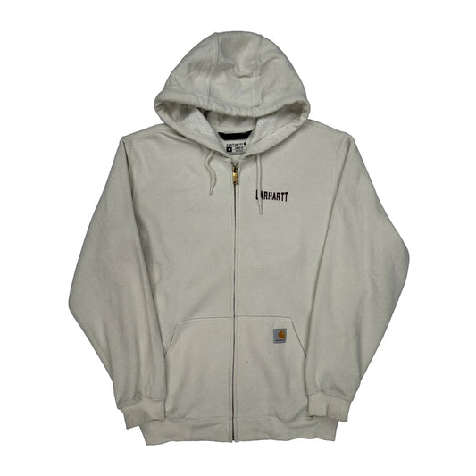 Rugged Quality Carhartt Graphic Hoodie - Medium Cream Cotton