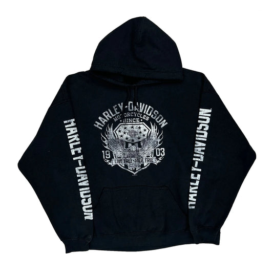Military Harley Davidson Graphic Hoodie - XL Black Cotton