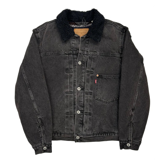 Levis Type I 1 Sherpa Collar Blanket Lined Denim Jacket - Medium Black Denim