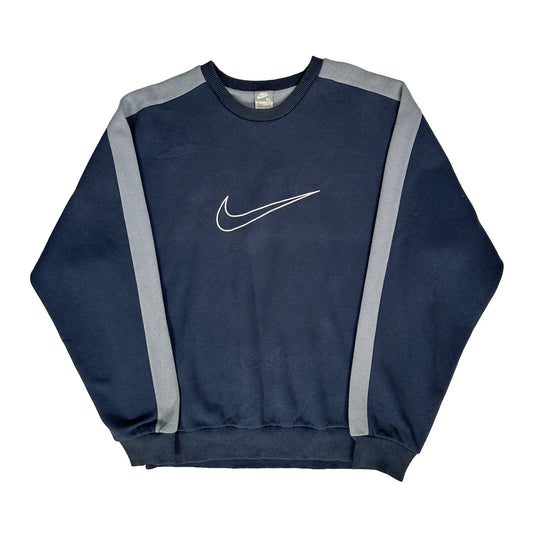 Vintage Nike Centre Logo Two Tone Sweatshirt - XL Navy Cotton