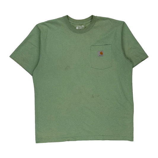 Carhartt T-Shirt - Large Green Cotton