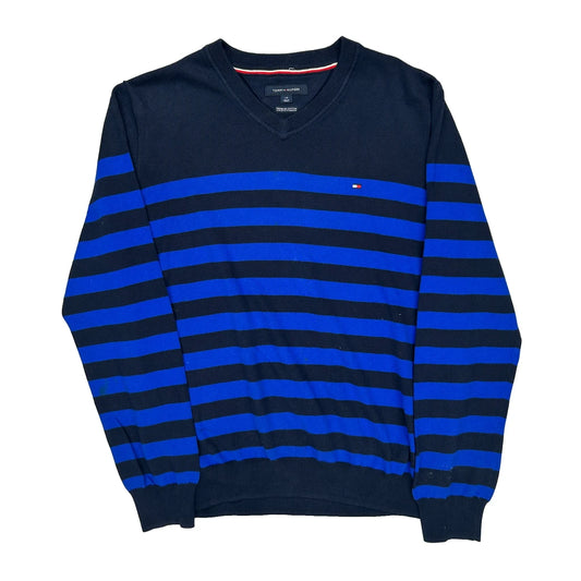 Tommy Hilfiger Striped Jumper - Large Blue Cotton