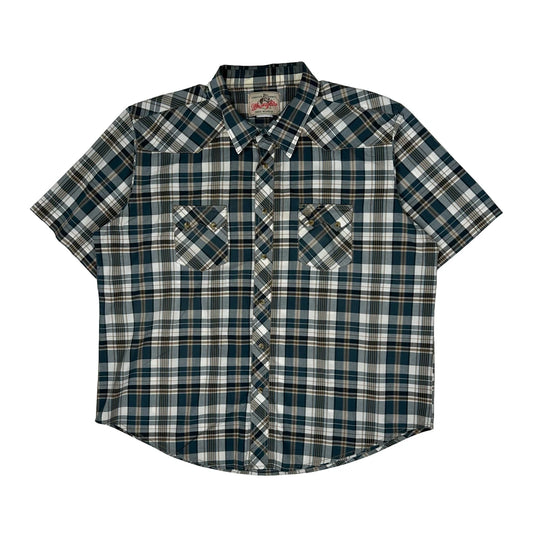 Vintage Wrangler Checked Short Sleeve Shirt - 2XL Blue Cotton