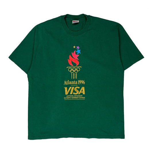 Atlanta 1996 Olympics Hanes Single Stitch T-Shirt - XL Green Cotton