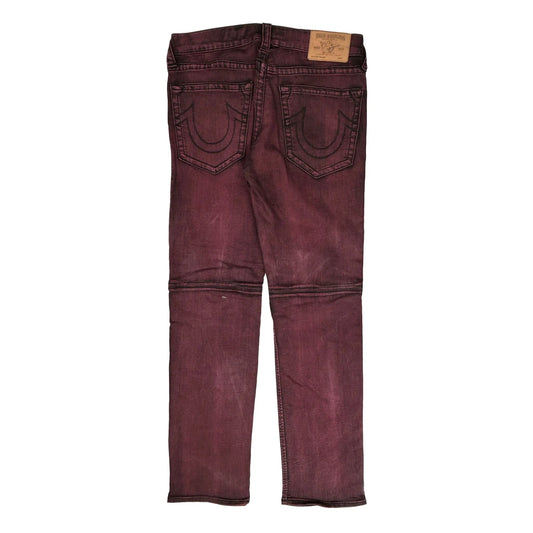 True Religion Double Knee Jeans - 36W 34L Burgundy Denim